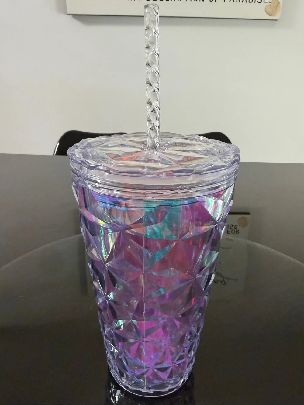 NWT Starbucks 16oz Iridescent Diamond Cut Cold Cup